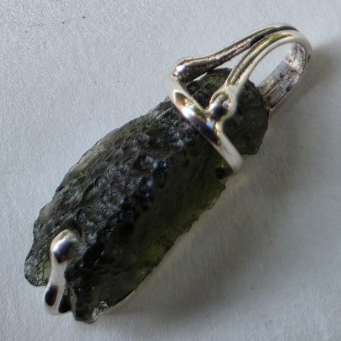 SILBERANHÄNGER MIT MOLDAVIT, SILBER 925