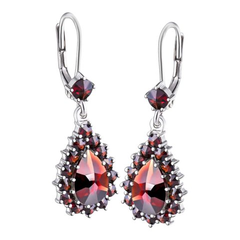 RONIA, STŘÍBRNÉ NÁUŠNICE S GRANÁTEM, AG 925