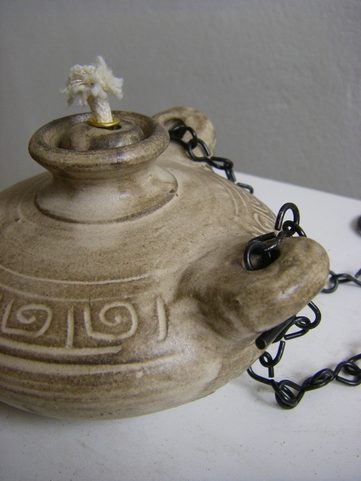 OLEJOVÁ LAMPA, KERAMICKÁ, ZÁVĚSNÁ
