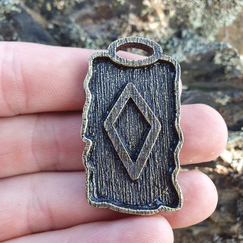 INGWAZ, INGUZ, RUNOVÝ AMULET, ZINEK STAROMOSAZ