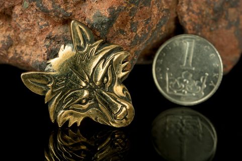 VUK - VLK, VLČÍ HLAVA, AMULET BRONZ