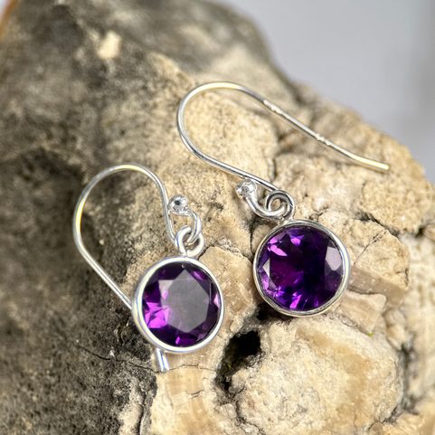 CLEOPATRA, STŘÍBRNÉ NÁUŠNICE, AMETYST, AG 925/1000