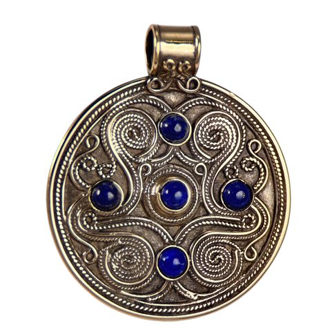 BATTERSEA, LUXUSNÍ BRITSKÝ ŠPERK, BRONZ, LAPIS