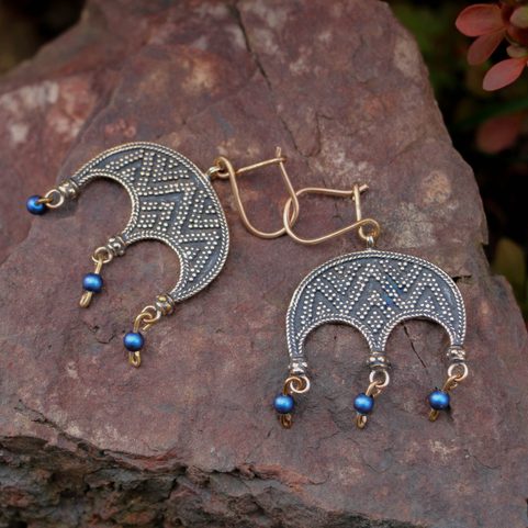 JOVANKA, NÁUŠNICE, BRONZ, MODRÉ