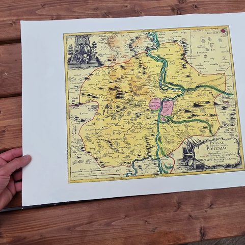 PRAHA A OKOLÍ, HISTORICKÁ MAPA, RUČNÍ PAPÍR