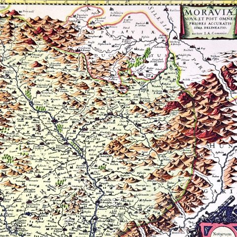 KOMENSKÉHO MAPA MORAVY, RUČNÍ PAPÍR