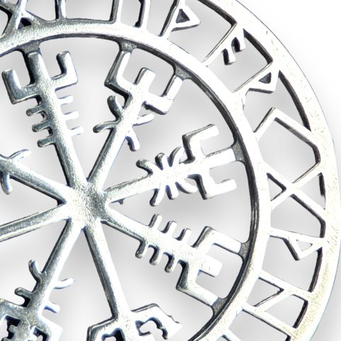 VEGVISIR - KOMPAS, ISLANDSKÁ RUNA, STŘÍBRNÝ PŘÍVĚSEK, AG 925, VELKÝ, 10G