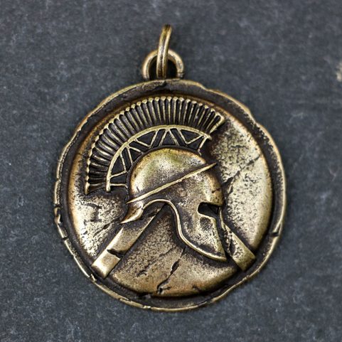 SPARTA, SPARTSKÝ VÁLEČNÍK, PŘÍVĚŠEK, ZINEK, STAROMOSAZ