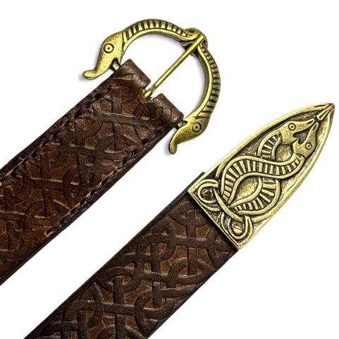 BORRE BESTIE, KOŽENÝ OPASEK VIKING - ZDOBENÝ, HNĚDÝ