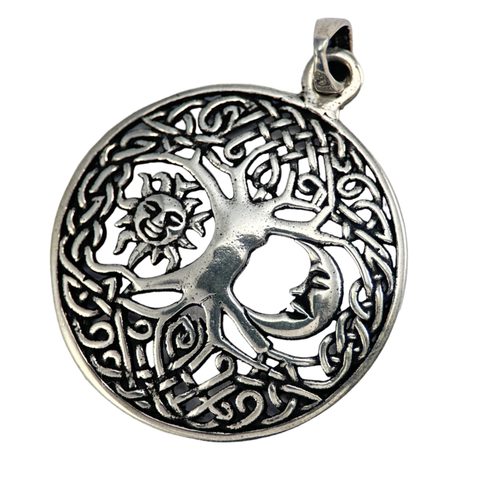 SLUNCE A MĚSÍC VE STROMĚ ŽIVOTA, STŘÍBRNÝ PŘÍVĚSEK, AG 925