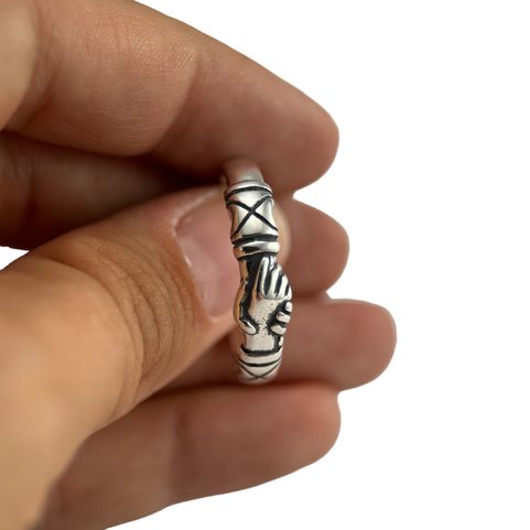 STŘÍBRNÝ PRSTEN PŘÁTELSTVÍ - FEDE RING, STŘEDOVĚKÝ, AG 925