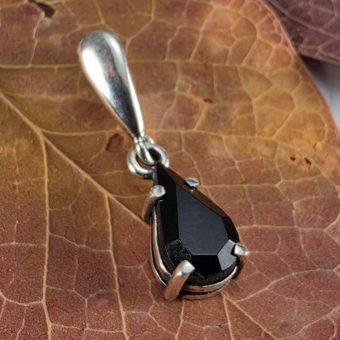 SILBERANHÄNGER MIT GLAS NOIR, 925 SILBER