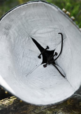 NĚMECKÝ BASCINET KLAPPVISOR, STŘEDOVĚKÁ PŘILBA, 2 MM PLECH