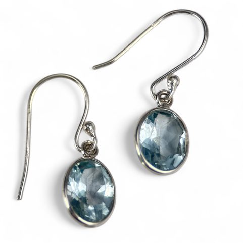 NEPTUNOS, STŘÍBRNÉ NÁUŠNICE, MODRÝ TOPAZ, AG 925/1000