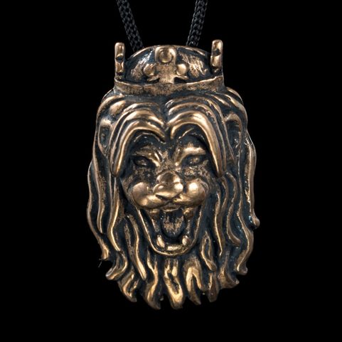 ČESKÝ LEV, HLAVA, PŘÍVĚŠEK, BRONZ