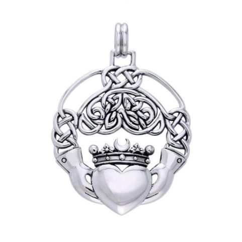 IRSKÝ CLADDAGH, PROPLÉTANÝ STŘÍBRNÝ PŘÍVĚSEK, AG 925