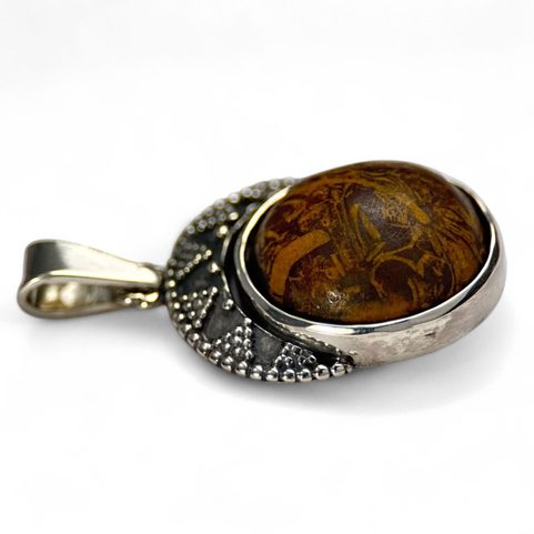 LUNULA, HADÍ JASPIS, STŘÍBRNÝ PŘÍVĚSEK, AG 925/1000