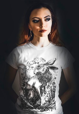 ZAJÍC, DÁMSKÉ TRIČKO BÍLÉ, DRUIDSKÁ KOLEKCE