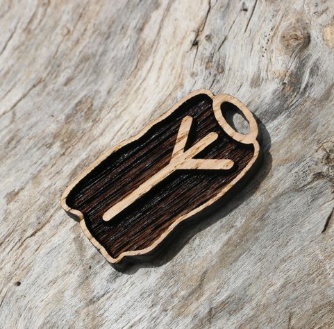 ALGIZ - RUNOVÝ AMULET DŘEVĚNÝ