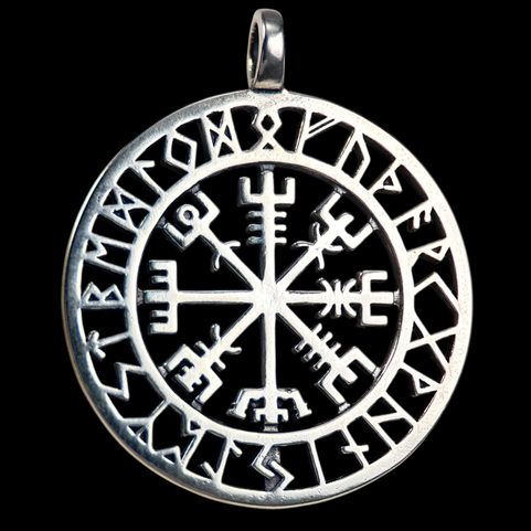 VEGVISIR - KOMPAS, ISLANDSKÁ RUNA, STŘÍBRNÝ PŘÍVĚSEK, AG 925, VELKÝ, 10G