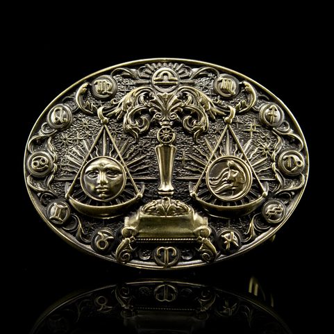 LIBRA BELT BUCKLE - SCALES, BRASS