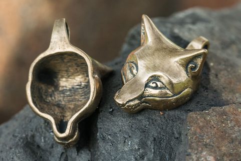 LIŠKA, LIŠČÍ HLAVA, PŘÍVĚŠEK, BRONZ