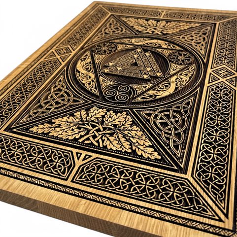 VALKNUT S DUBOVÝM LISTÍM NÁSTĚNNÁ DEKORACE, DŘEVO 32X44CM