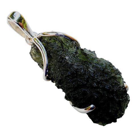 SILVER PENDANT WITH MOLDAVITE, 925 SILVER