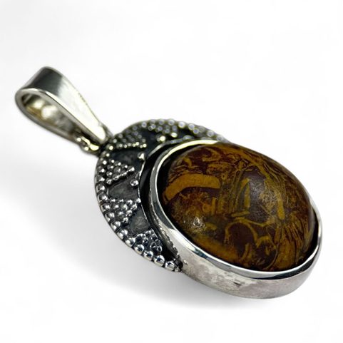 LUNULA, HADÍ JASPIS, STŘÍBRNÝ PŘÍVĚSEK, AG 925/1000