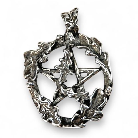 DUBOVÝ PENTAGRAM, STŘÍBRNÝ PŘÍVĚSEK, AG 925