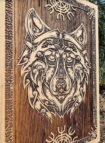 VLK VIKING NÁSTĚNNÁ DEKORACE 32X46 DUB PÁLENÝ