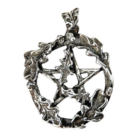 DUBOVÝ PENTAGRAM, STŘÍBRNÝ PŘÍVĚSEK, AG 925