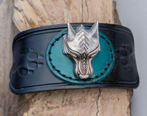 WARG - VLK, KOŽENÝ NÁRAMEK S VLKEM