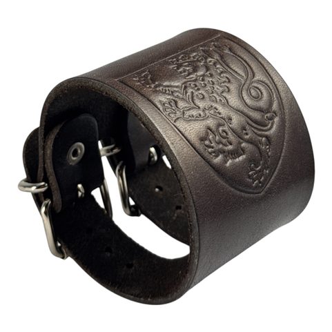 BOHEMIA, KOŽENÝ NÁRAMEK S ČESKÝM LVEM, HNĚDÝ