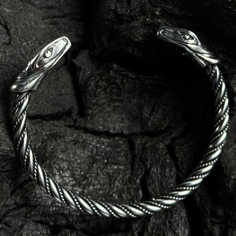 JÖRMUNGANDR, VIKINGSKÝ HAD, STŘÍBRNÝ NÁRAMEK, AG 925