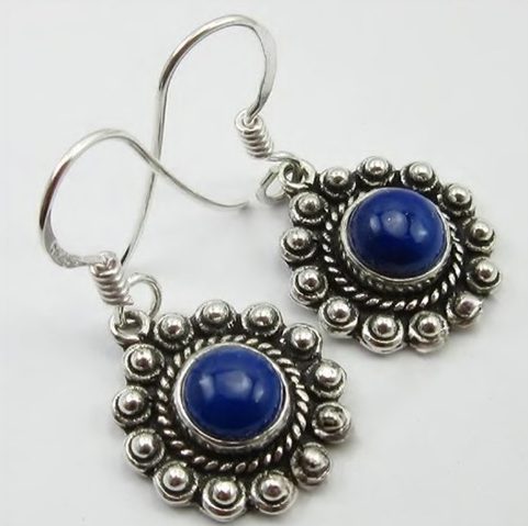 LAZIO, STŘÍBRNÉ ANTICKÉ NÁUŠNICE, LAPIS LAZULI, AG 925/1000