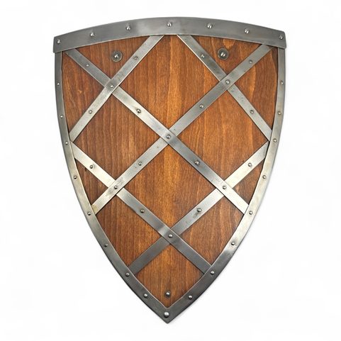 STŘEDOVĚKÝ DŘEVĚNÝ ŠTÍT, BOJOVÝ