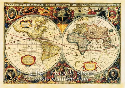 SVĚT 1573 AŽ 1650, HONDIO, HISTORICKÁ MAPA, FAKSIMILE