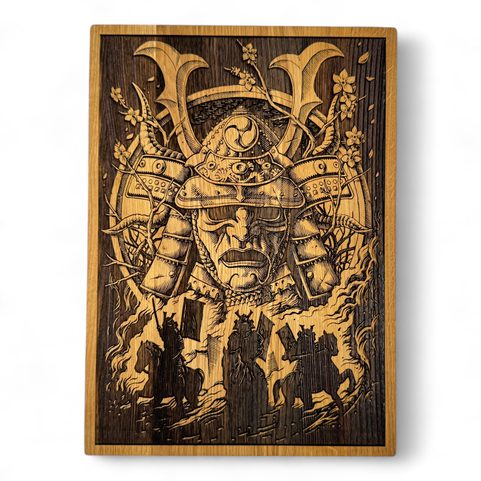 SAMURAJ NÁSTĚNNÁ DEKORACE, DŘEVO 32X46CM