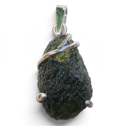 SILBERANHÄNGER MIT MOLDAVIT, SILBER 925