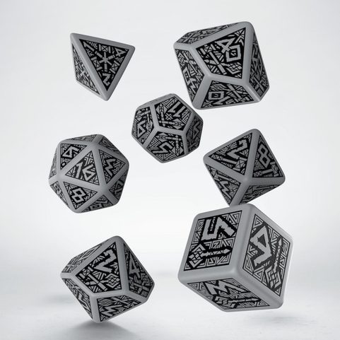 DWARVEN GREY AND BLACK, SADA TRPASLIČÍCH RPG HRACÍCH KOSTEK