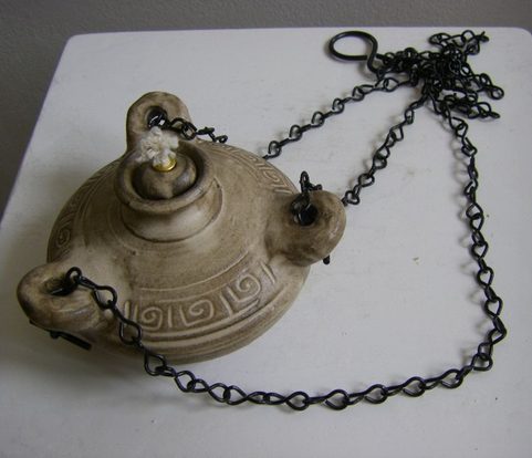 OLEJOVÁ LAMPA, KERAMICKÁ, ZÁVĚSNÁ
