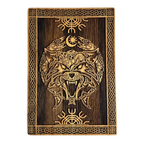 VLK FENRIR - VIKING, DŘEVĚNÝ NÁSTĚNNÝ OBRAZ 21X30CM
