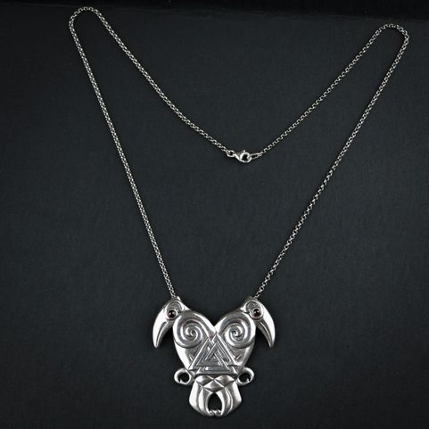 SRDCE SEVERU - HUGIN A MUNIN, STŘÍBRNÝ VIKINSKÝ STŘÍBRNÝ NÁHRDELNÍK, AG 925, 24G