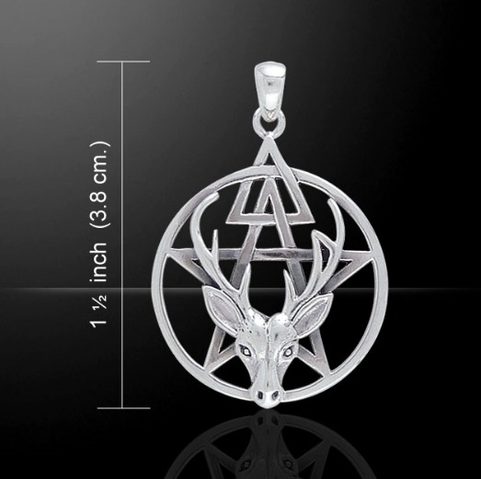 JELEN S PENTAGRAMEM, TALISMAN, STŘÍBRO 925