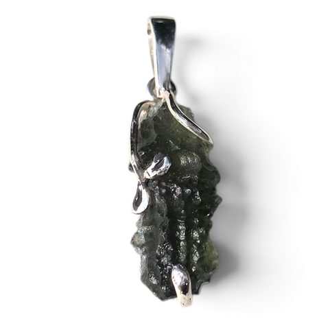 SILVER PENDANT WITH MOLDAVITE, AG 925