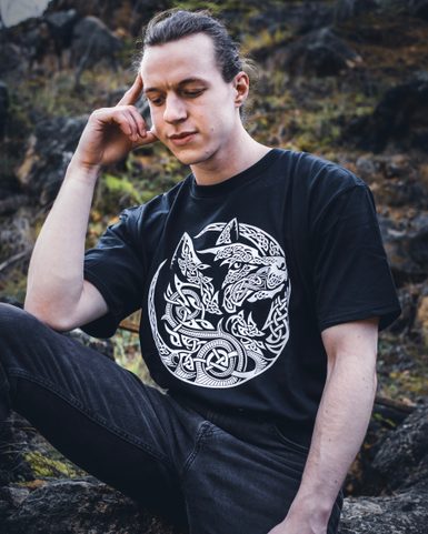 VLK FENRIR TRIČKO PÁNSKÉ ČERNOBÍLÉ