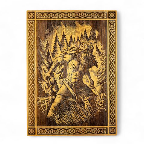 BERSERKER VIKING, NÁSTĚNNÁ DEKORACE, DŘEVO 32X46CM