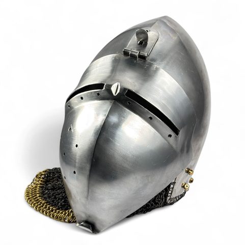 HENRY, NĚMECKÝ BASCINET KLAPPVISOR, STŘEDOVĚKÁ PŘILBA, 2 MM PLECH