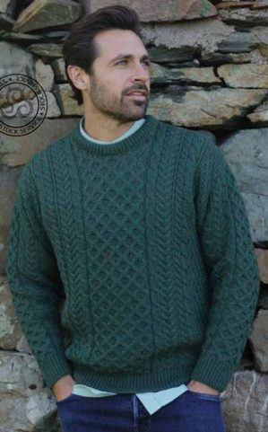 MERINO VLNĚNÝ SVETR, PÁNSKÝ, ZELENÝ